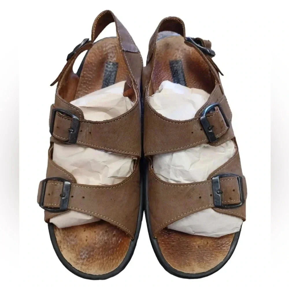 Romika  Brown Leather Adjustable Open Toe Sandals Size 39